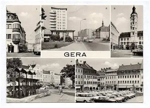 Ak Gera Apotheke Markt Ernst Thälmann Straße Rathaus Blick zum Puschkinplatz