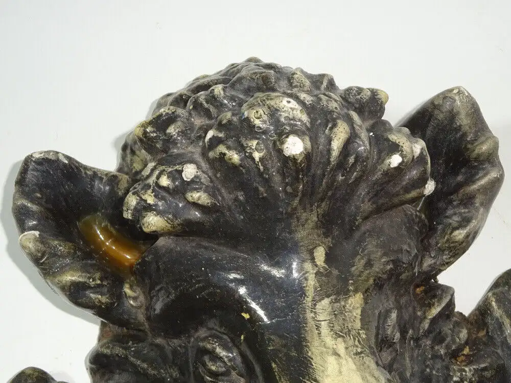 Uralte Jagdtrophäe Eber Wildschwein um 1900 Gips Modelliermasse 6