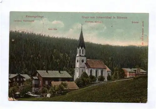 Ak Riesengebirge Gruss aus Johannisbad in Böhmen Grenze 1943