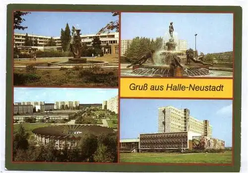 Ak Gruss aus Halle Saale Tulpenbrunnen Brunnen an der Magistrale 1985