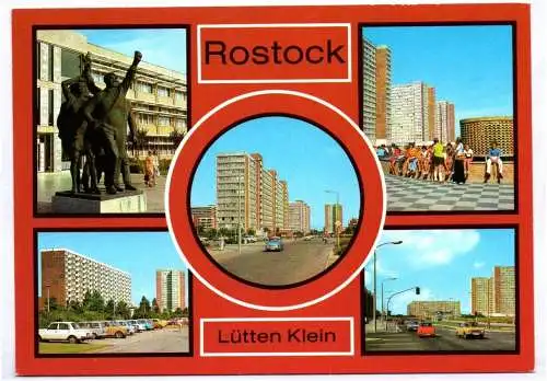 Ak Rostock Lütten Klein in Farbe Warnow Allee Turkuer Straße 1983