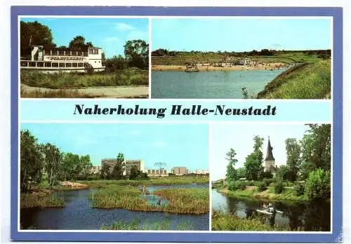 Ak Halle Neustadt Angersdorfer Teuche Gaststätte Freibad Südpark 1983 DDR