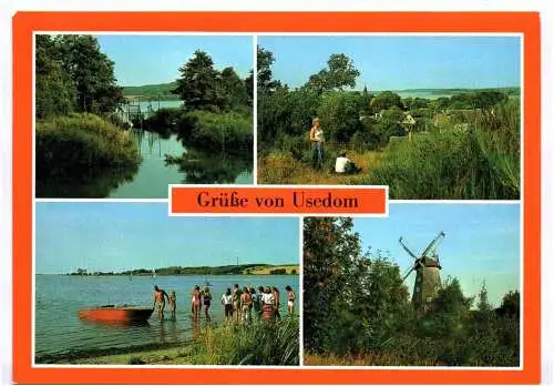 Ak Grüße von Usedom An der Bäcl Am Schmollensee Am Achterwasser Windmühle