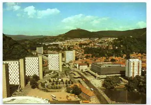 Ak Suhl Blick zum Stadtzentrum Farbfoto Schlegel Lunzenau DDR