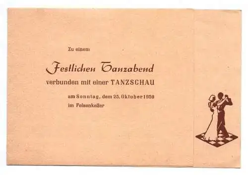 Einladung Tanzschule Käthe Schwind Leipzig 1959 Tanz Abend Felsenkeller