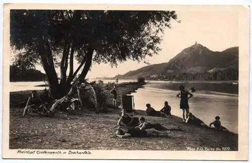Ak Rheinbad Grafenwerth mit Drachenfels Zeitz um 1930 Echtfoto