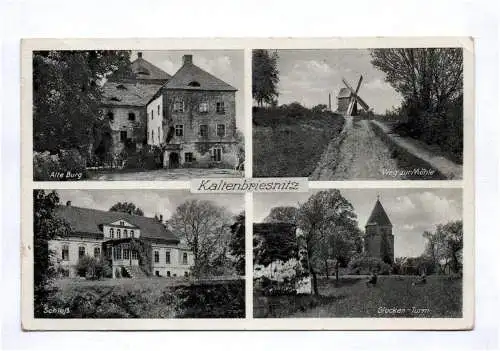 Ak Kaltenbriesnitz Windmühle Alte Burg Schloß Glockenturm um 1940 Schlesien