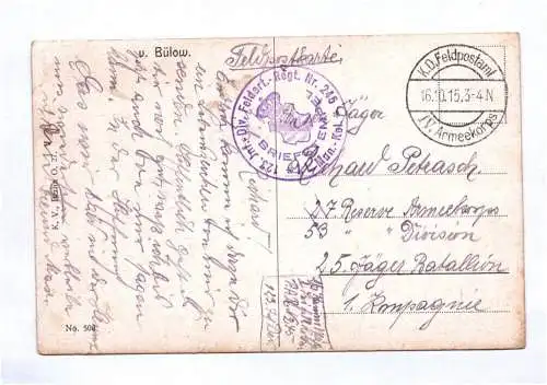 Ak von Bülow 1915 Feldpost Stempel Feldartillerie Regiment 245 Feldpostkarte