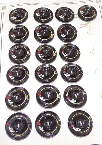 Alte Knöpfe handbemalt Schwarz 34 Stück old buttons 