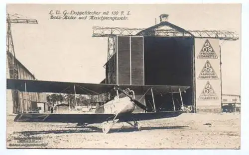 Sanke Ak Doppeldecker Flugzeug Benz Motor und Maschinengewehr 