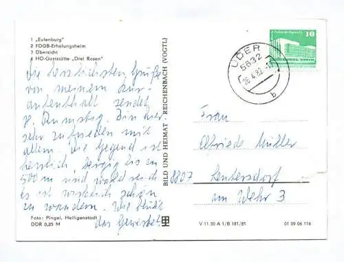 Ak Uder Kreis Heiligenstadt DDR 1982