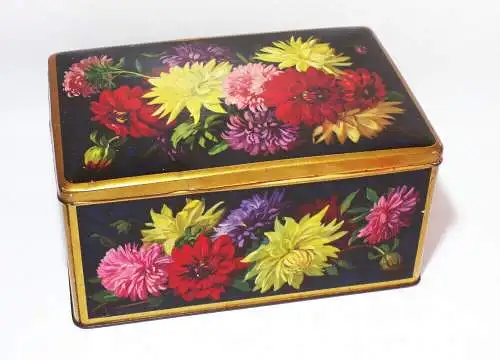 Alte Blechdose Blumen Dahlien 1930er Metallbox Sammler Deko