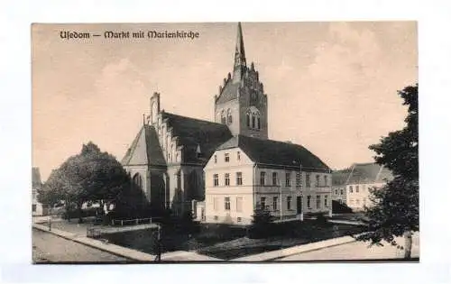 Ak Usedom Markt mit Marienkirche