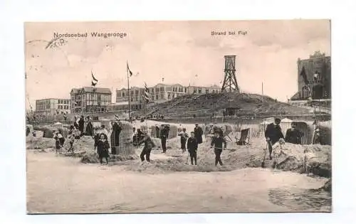 Ak Nordseebad Wangerooge Strand bei Flut 1908