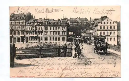 Litho Ak Fischern mit Egerbrücke 1905 Karlsbad