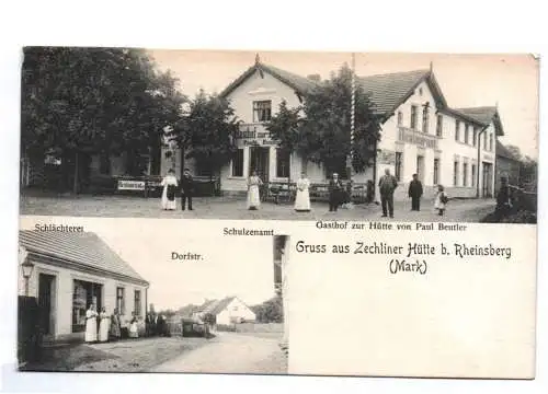 Litho Ak Gruss aus Zechliner Hütte bei Rheinsberg Mark Schulzenamt Dorfstraße