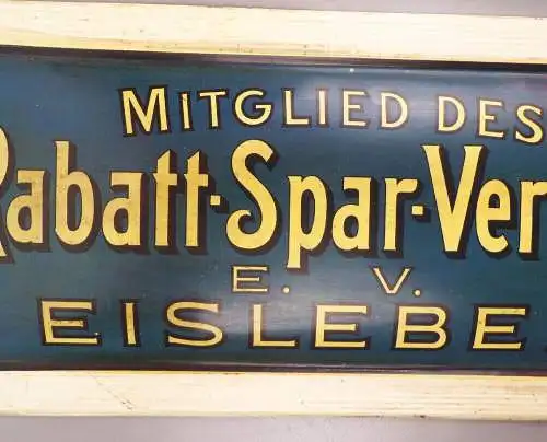 Altes Blechschild Rabatt Spar Verein Eisleben 1930 er Reklame Schild