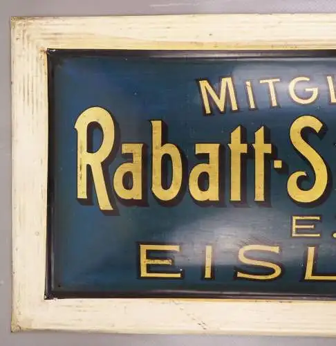 Altes Blechschild Rabatt Spar Verein Eisleben 1930 er Reklame Schild