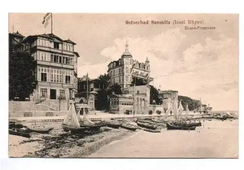 Litho Ak Ostseebad Sassnitz Insel Rügen Strand Promenade