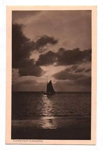 Ak Sonnenuntergang Rügen 1912 Boot auf dem Meer