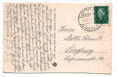 Litho Ak Ostseebad Arendsee Am Strande 1931