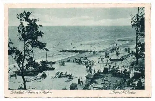 Litho Ak Ostseebad Kölpinsee auf Usedom Strand bei Seerose