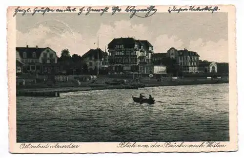 Litho Ak Ostseebad Arendsee Blick von der Brücke nach Westen 1928