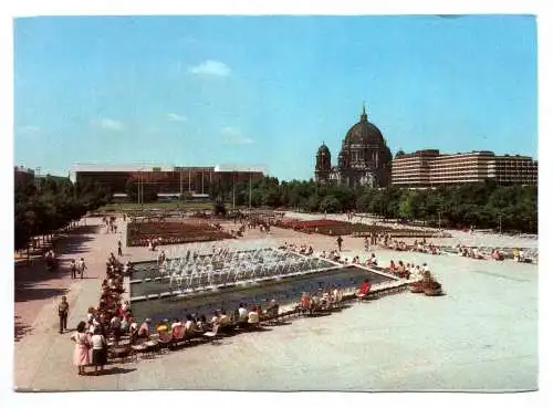 Foto Ak Blick vom Fernsehturm zum Palast der Republik und Dom 1984