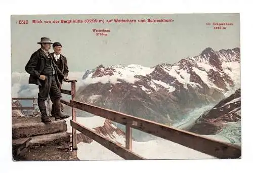 Litho Ak Blick von der Berglihütte auf Wetterhon und Schreckhorn Grindelwald