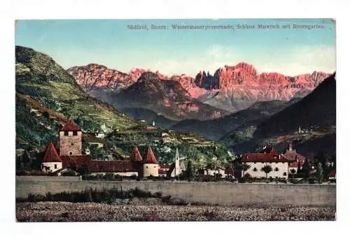 Litho Ak Südtirol Bozen Wassermauerpromenade Schloss Maretsch mit Rosengarten