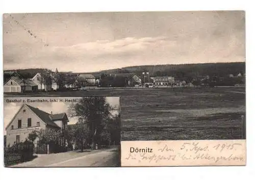 Litho Ak Dörnitz Gasthof zur Eisenbahn 1915 Bezirk Magdeburg Möckern