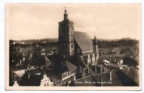 Ak Guben Blick zur Hauptkirche 1927