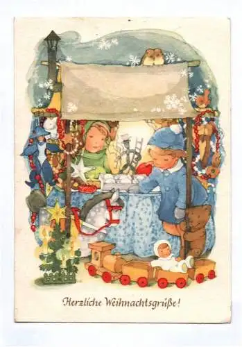 Künstler Ak Kinder mit Weihnachten Marktstand H K Herzliche Weihnachtsgrüße 