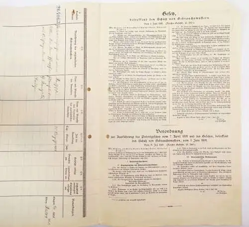 Kaiserliches Patent Eintragung Krantz u Co Bautzen Pulverfabrik Patrone 1905