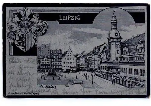 Glanz AK Leipzig Marktplatz 1900 violett