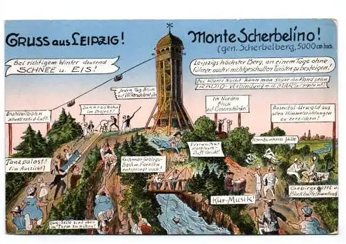 Ak Gruss aus Leipzig Monte Scherbelino Scherz Humor 