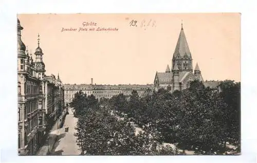 Ak Görlitz Dresdner Platz mit Lutherkirche