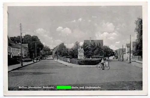 Ak Helbra Mansfelder Seekreis Straße und Lindenstraße 1942