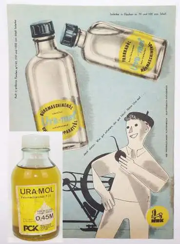 Ura Mol Öl Fahrradöl Nähmaschinenöl Uhrenöl um 1960 DDR Reklame Oil