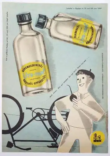 Ura Mol Öl Fahrradöl Nähmaschinenöl Uhrenöl um 1960 DDR Reklame Oil