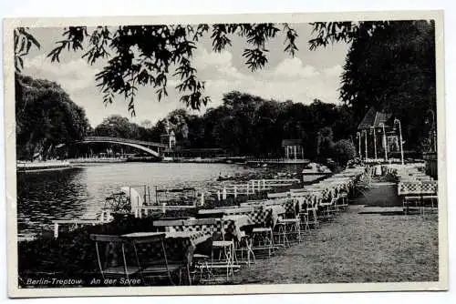 Ak Berlin Treptow An der Spree Biergarten 1941