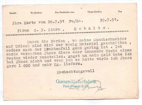 Weltjugendfestspiele 1951 Stempel Marke auf Postkarte Posselt Zittau DDR