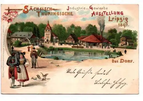 Litho Ak  Leipzig Sächsisch Thüringische Ausstellung Das Dorf 1908