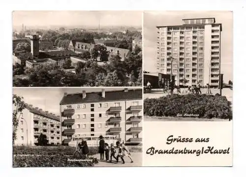 Ak Grüsse aus Brandenburg Havel Am Hochhaus Neubausiedlung 1971