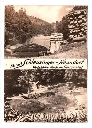 Ak Schleusinger Neundorf Holzköhlerstätte im Glasbachtal 1970