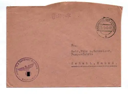 Feldpostbrief Stempel Stalag IV D Zweiglager Annaburg 1943 Kreis Torgau