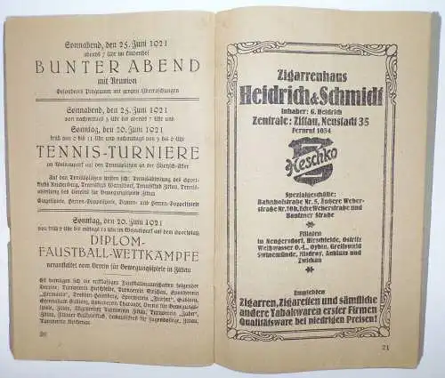 Programme zu den Aufführungen Oberlausitzer Woche 1921 Zittau