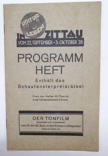 Zittau Programm Heft Schaufenster Preisrätsel um 1930