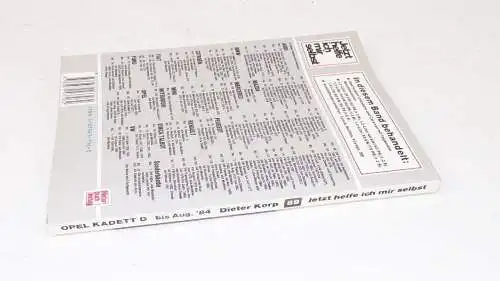 Opel Kadett D Jetzt helfe ich mir selbst Dieter Korp Buch
