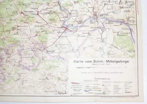 Meinhold Karte Böhmisches Mittelgebirge Westlicher Teil alte Landkarte Böhmen